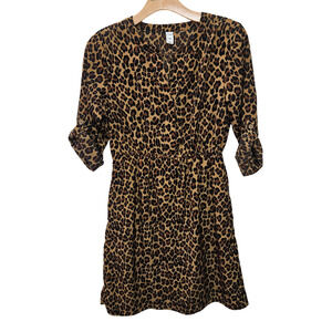 Chic Leopard Print Dress Elastic Waist 3/4 Sleeves Stylish & Versatile | Small
